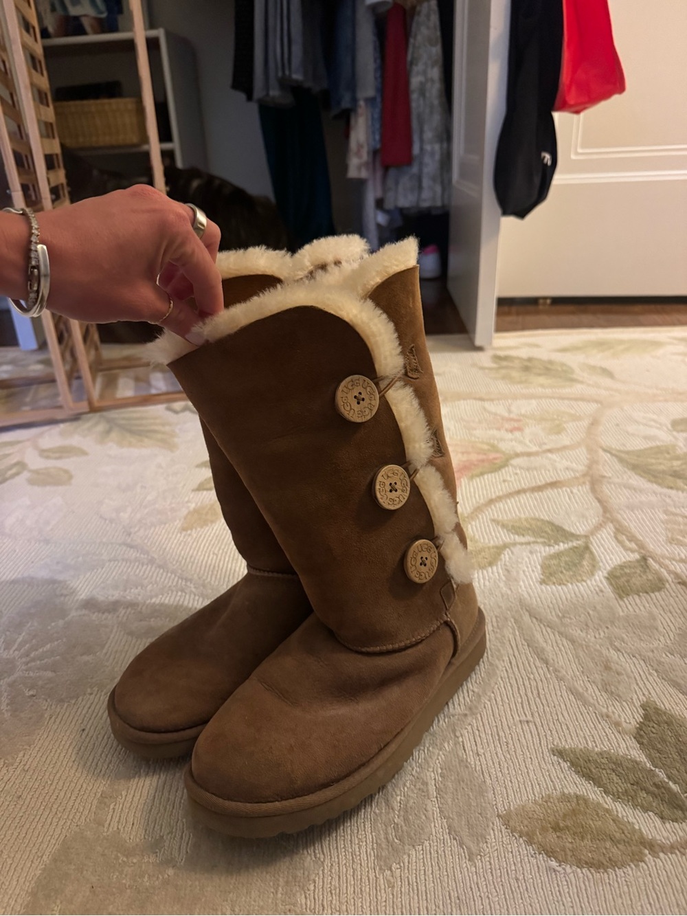UGG Chestnut Button-Down Shearling Tall Boots - Picture 2 of 4
